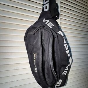Black Supreme Sling Crossbody Bag with Logo Strap